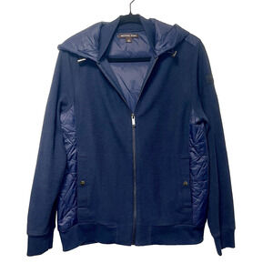MICHAEL KORS Puffer Jacket Men's Size Medium Navy Long Sleeve Cotton Blend